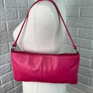 Pink Leather Vintage Y2K Baguette Shoulder Bag